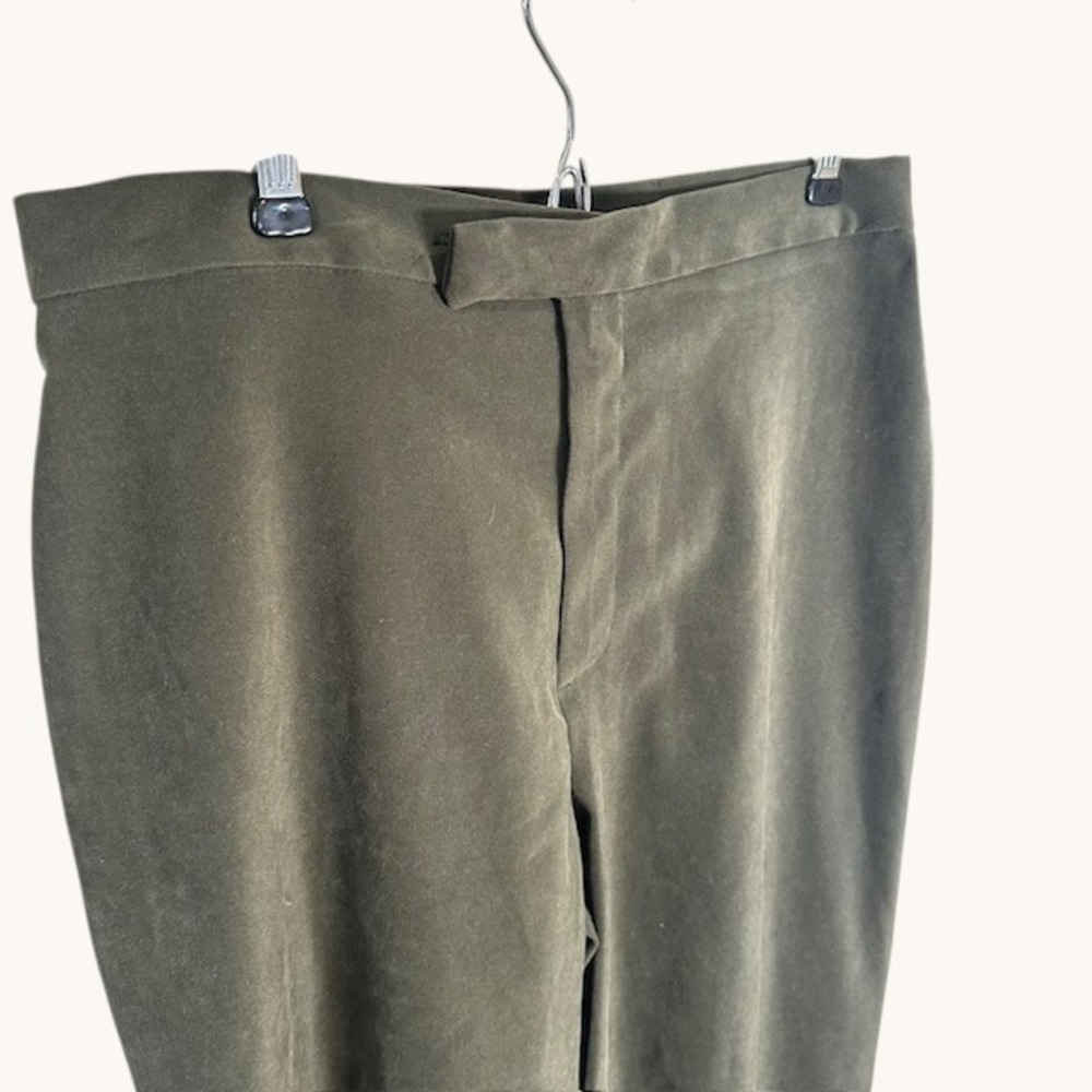 INCLINATIONS Olive Green Soft Suede Feel Straight‎ Leg Pants Size 12 NWT